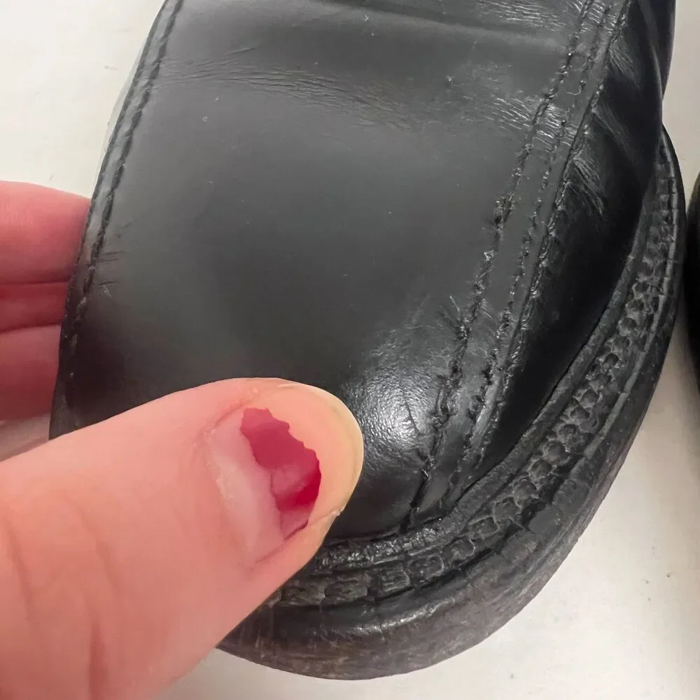Allen Edmonds Hillcrest Black Leather Bicycle Toe Men's Oxford Size 9.5 D